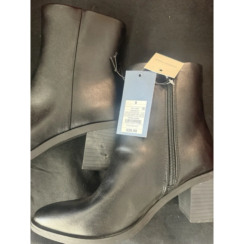 New Universal Thread Black Zip Ankle Boot .Size 6 . Zip W/ Memory‎ Foam Insole_4